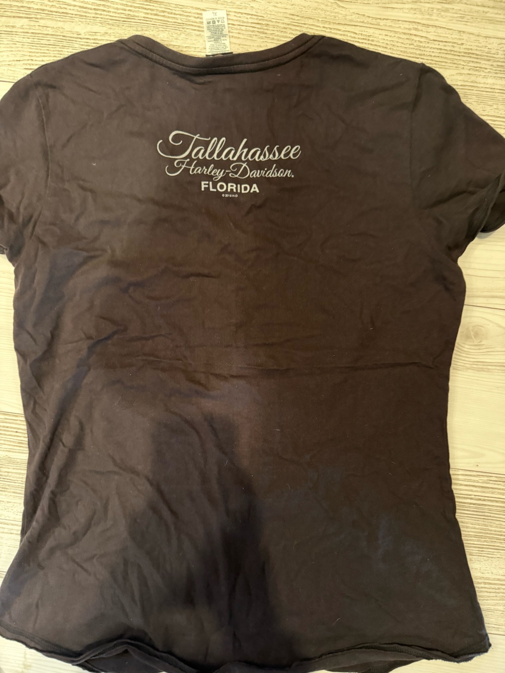 Harley-Davidson Women's dark gray Studded V-Neck Tee. V-Neck - Picture 2 of 3